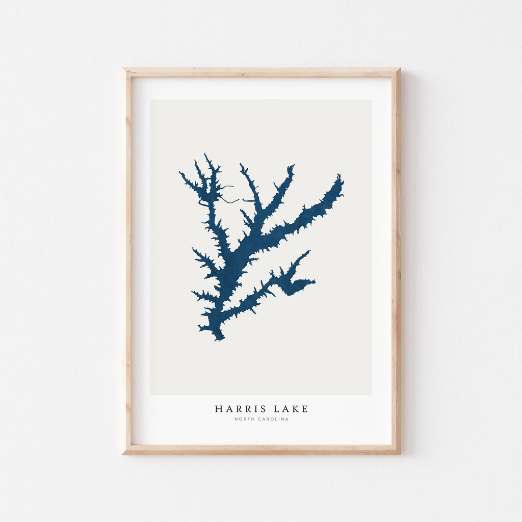 harris lake north carolina map poster – minimalist lake wall art - image 1