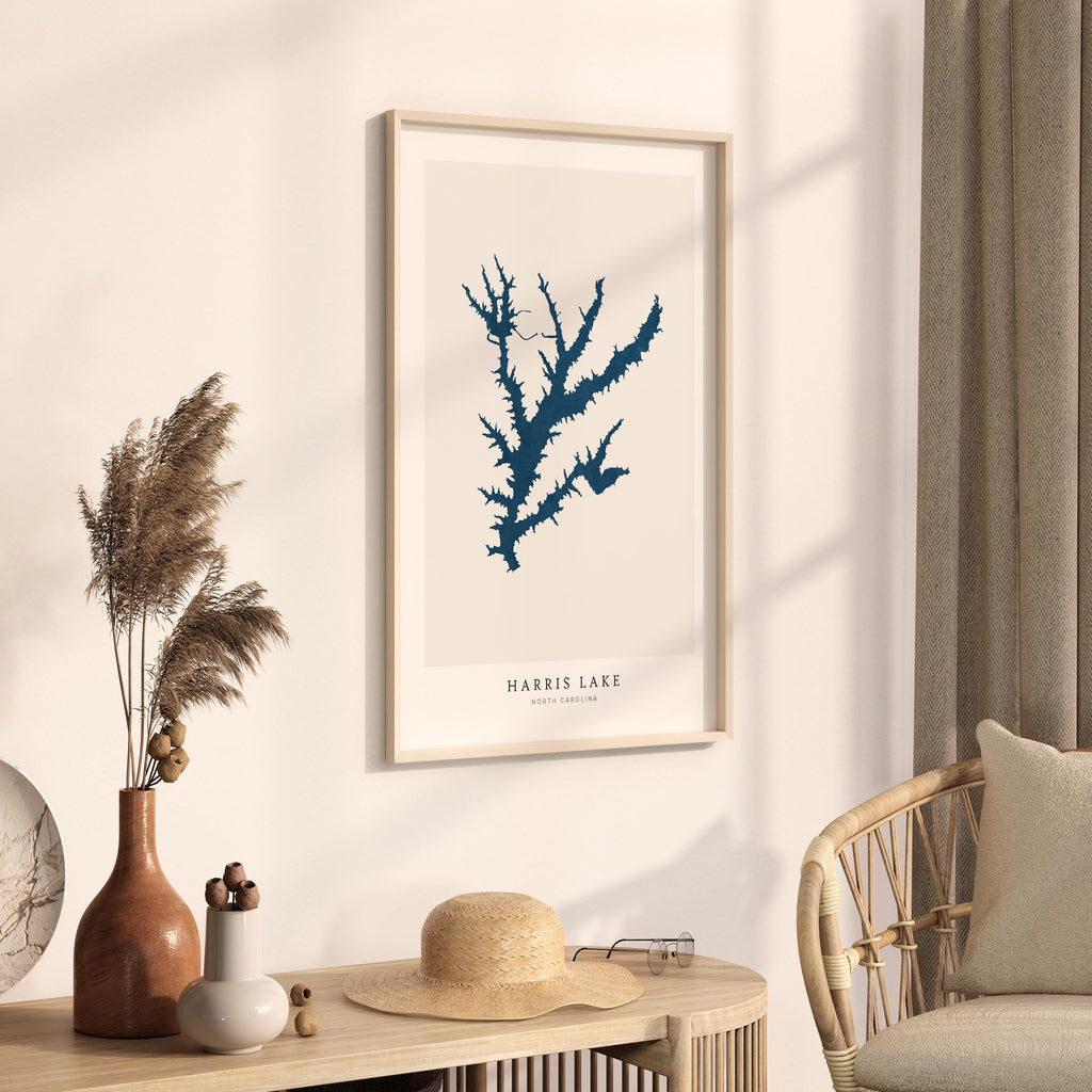 harris lake north carolina map poster – minimalist lake wall art - image 3