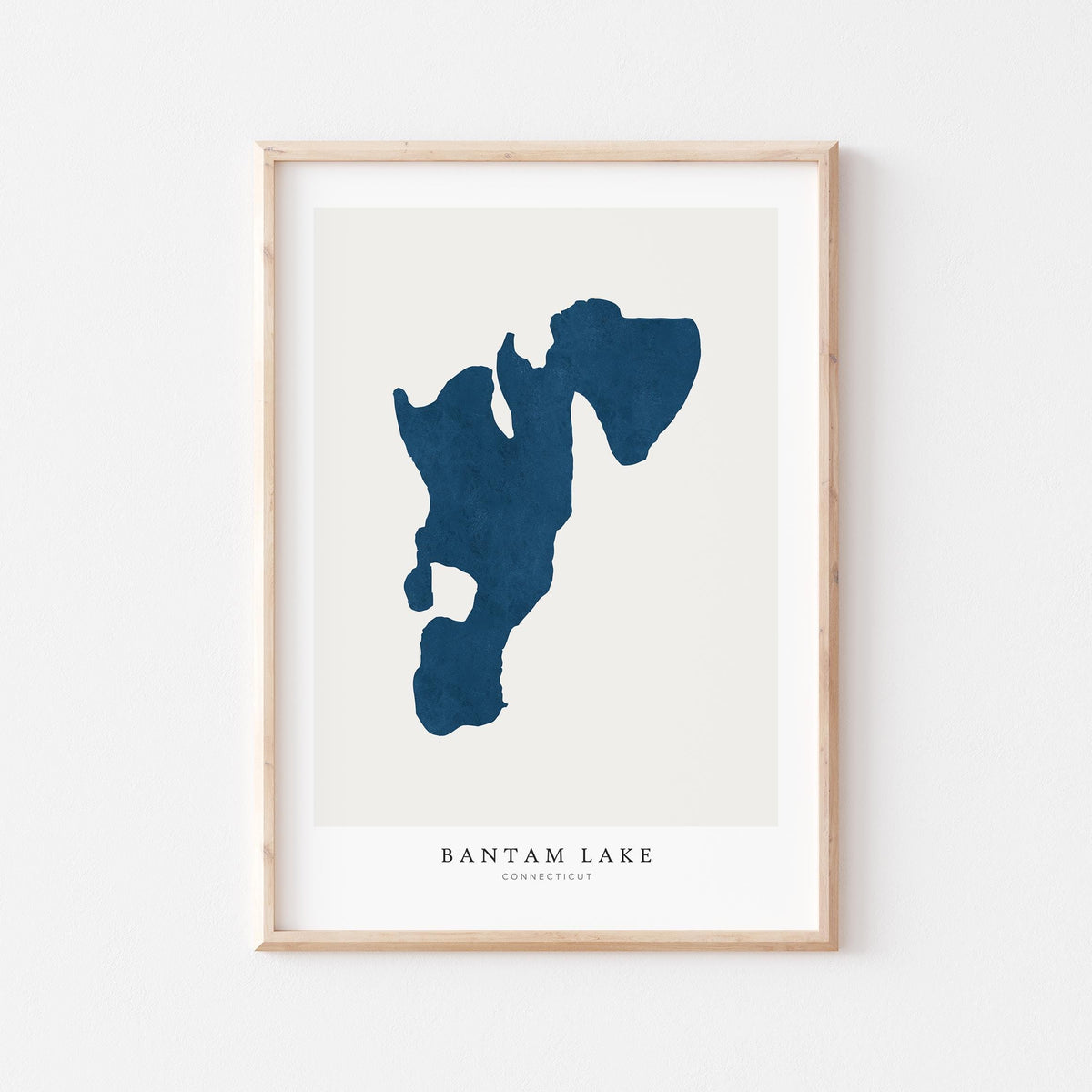 bantam lake connecticut map poster – minimalist lake wall art - image 1