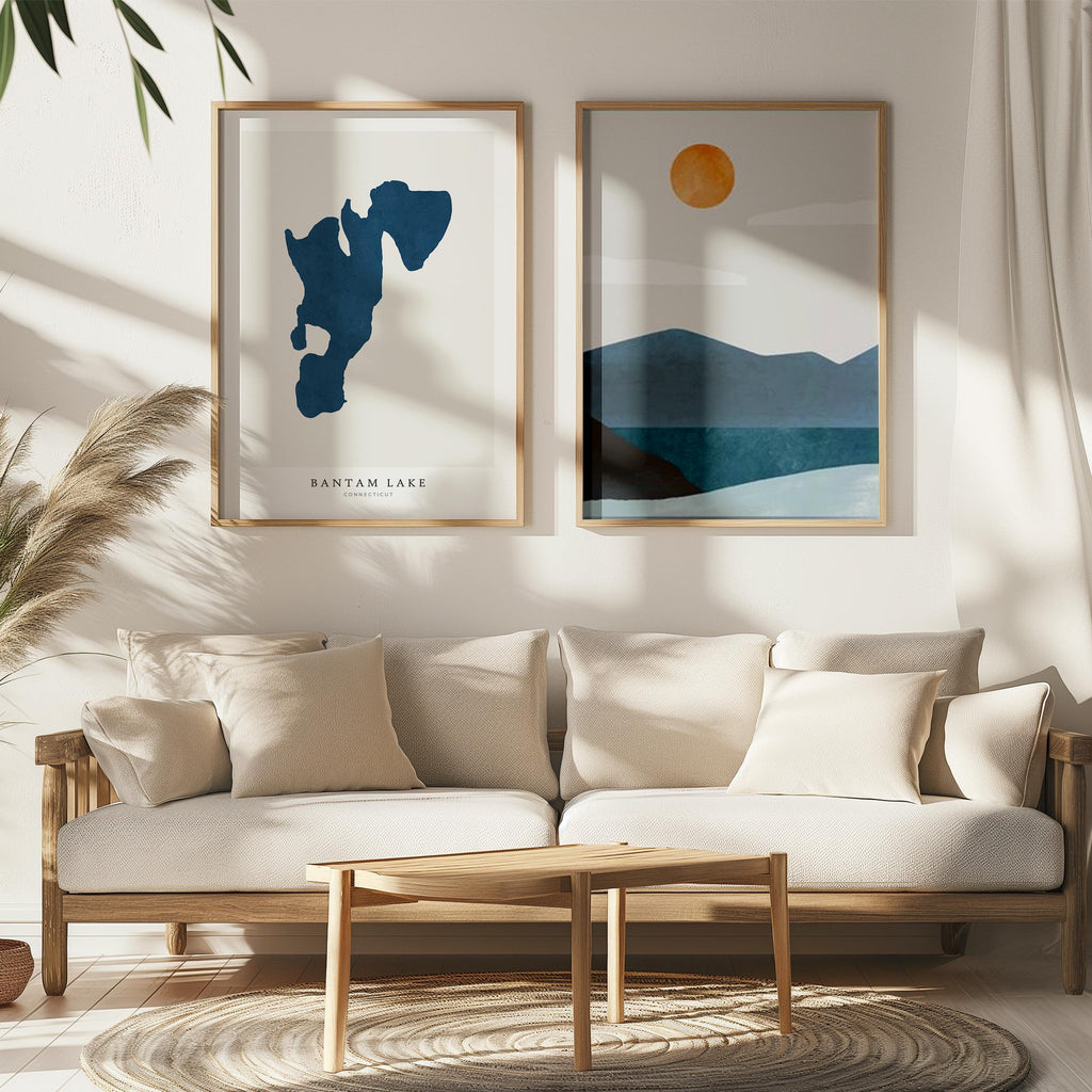 bantam lake connecticut map poster – minimalist lake wall art - image 7