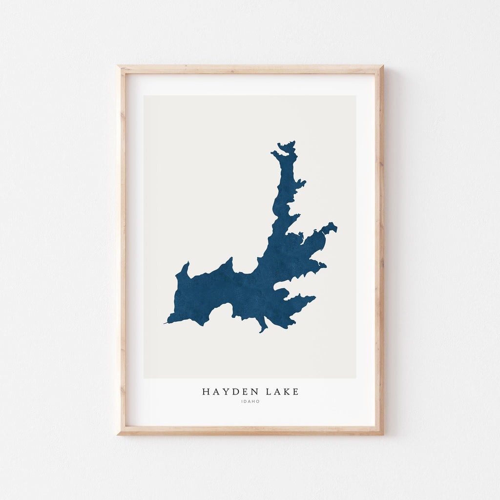 hayden lake idaho map poster – minimalist lake wall art - image 1