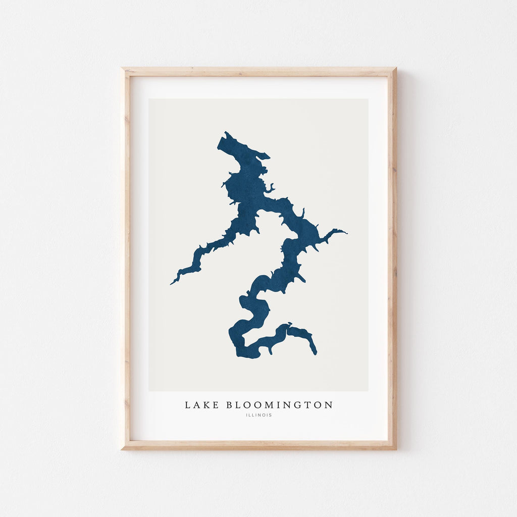 lake bloomington illinois map poster – minimalist lake wall art - image 1