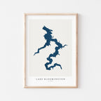lake bloomington illinois map poster – minimalist lake wall art - image 1