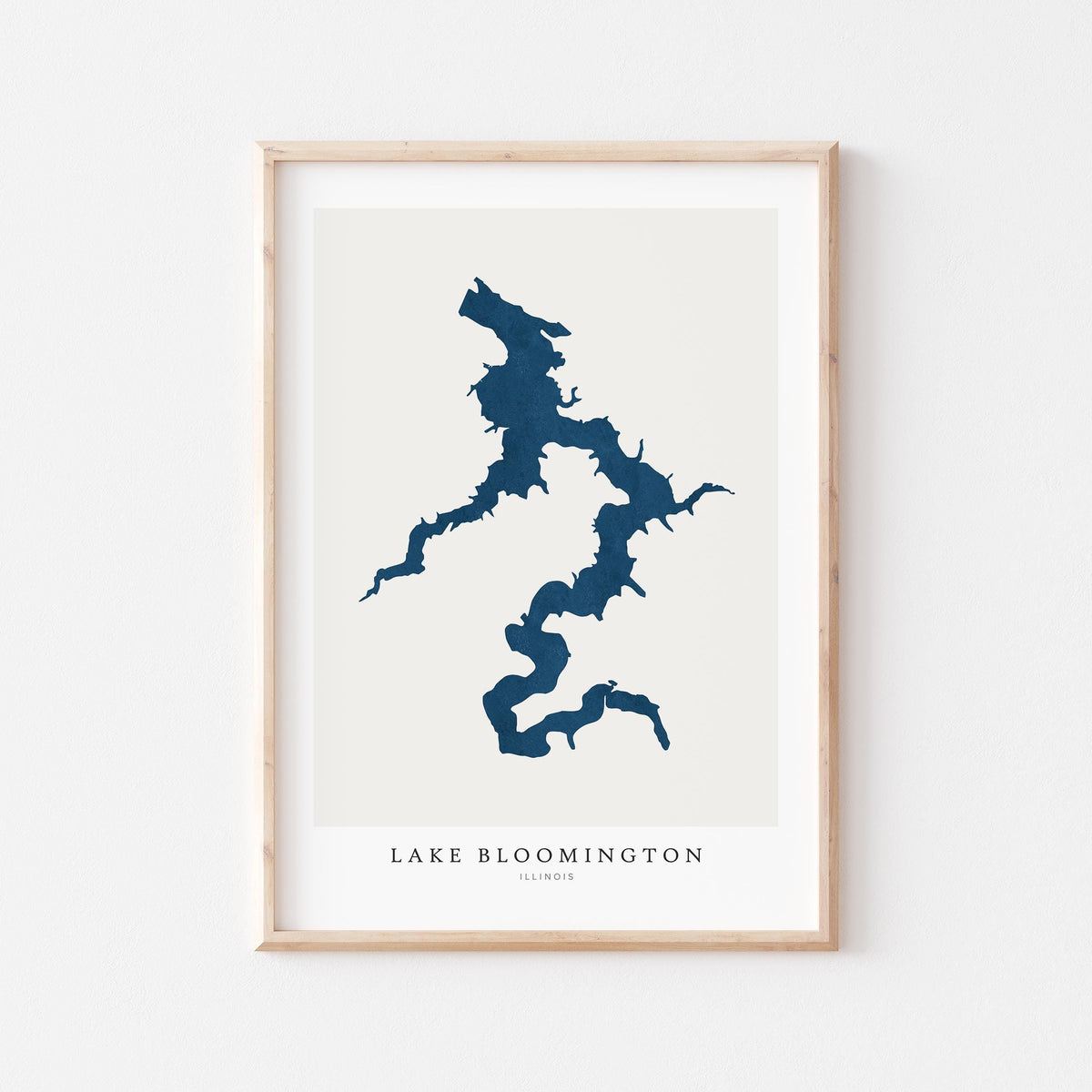 lake bloomington illinois map poster – minimalist lake wall art - image 1