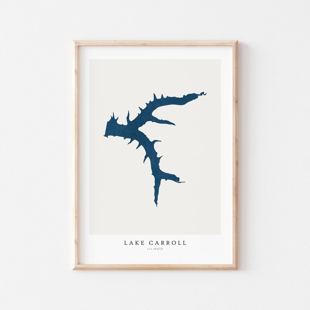 lake carroll illinois map poster – minimalist lake wall art - image 1