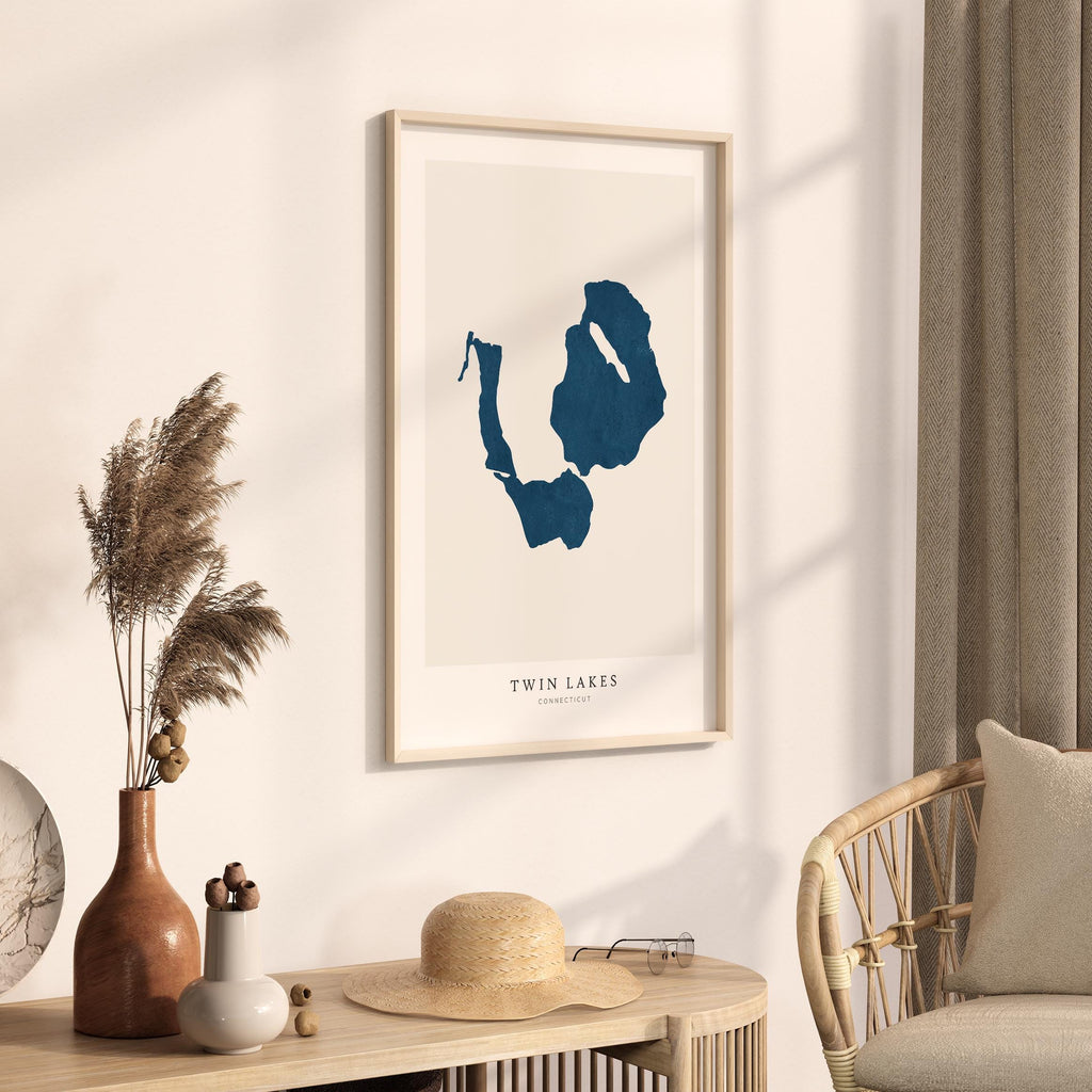 twin lakes connecticut map poster – minimalist lake wall art - image 3