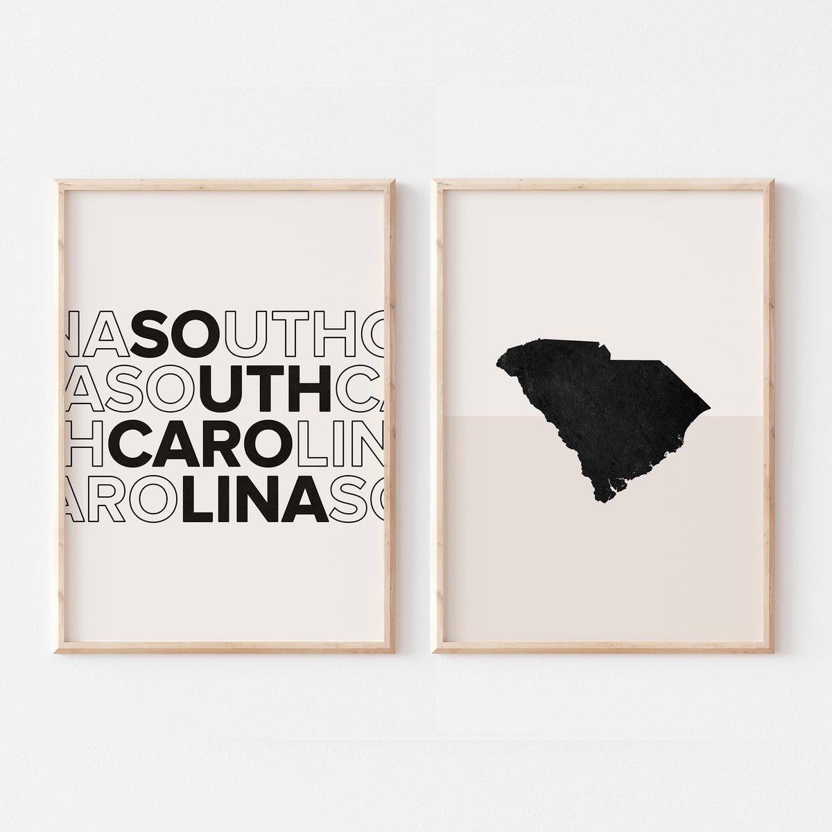 south carolina map and typography wall art set - image 1