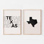 texas map and typography wall art set - image 1