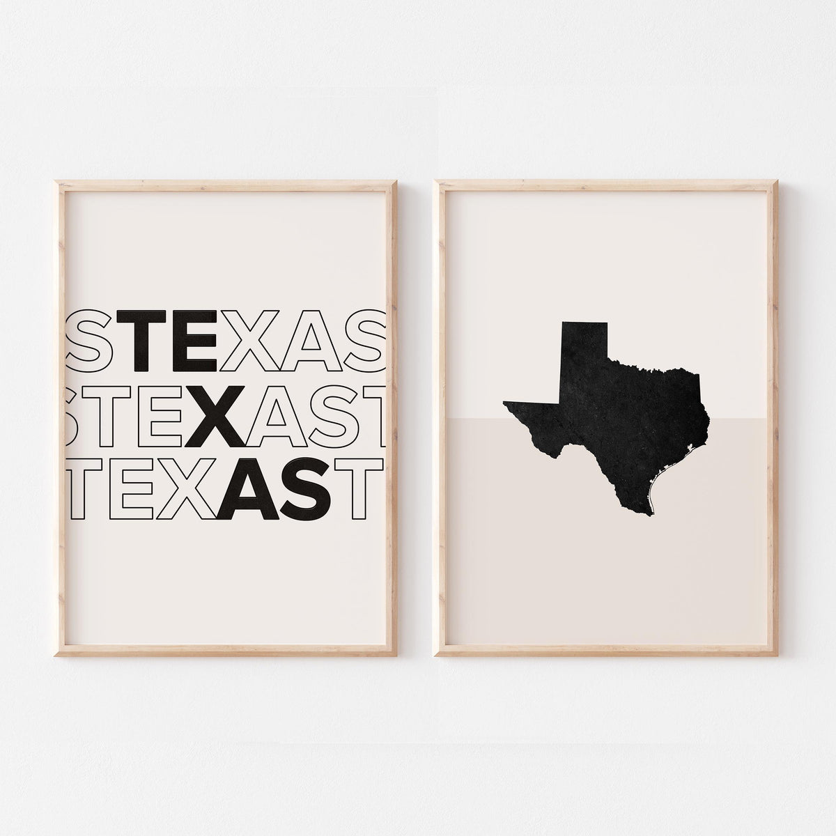 texas map and typography wall art set - image 1