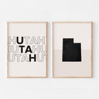 utah map and typography wall art set - image 1