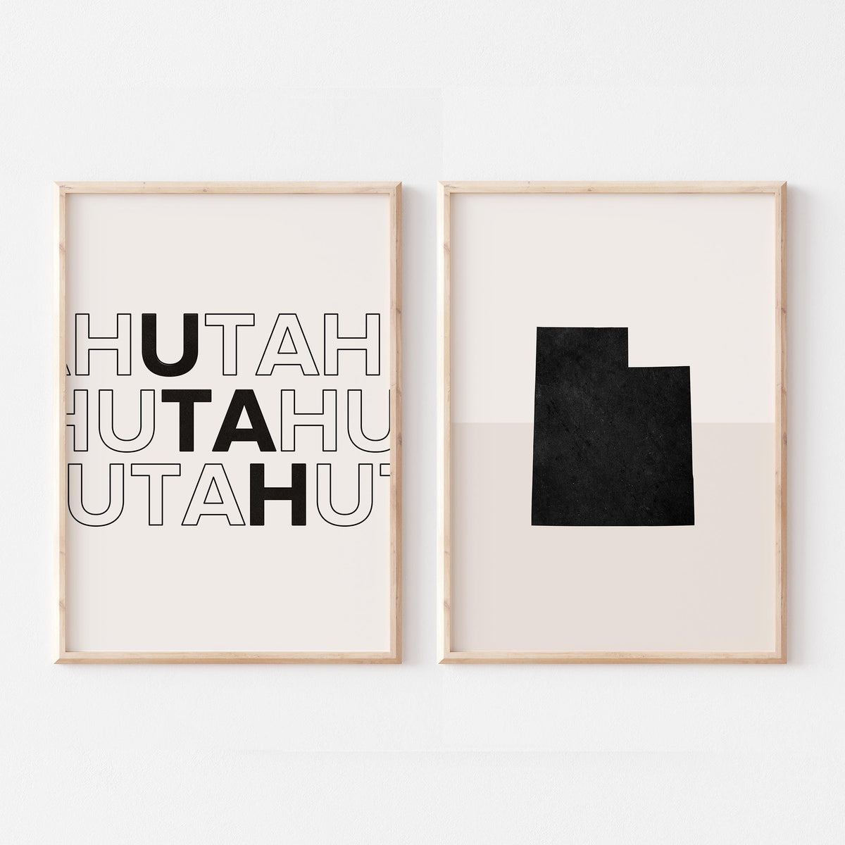 utah map and typography wall art set - image 1