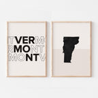 vermont map and typography wall art set - image 1