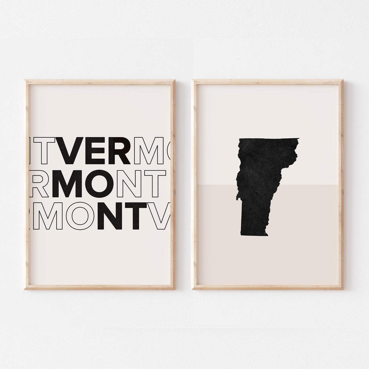 vermont map and typography wall art set - image 1