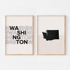 washington map and typography wall art set - image 1