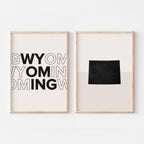 wyoming map and typography wall art set - image 1