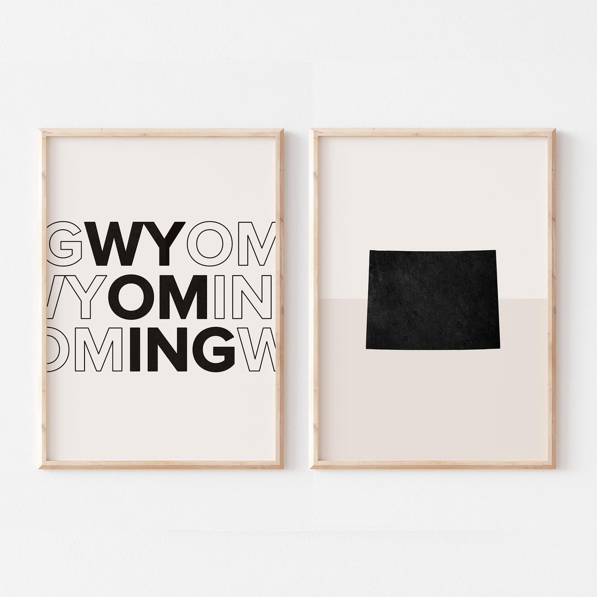 wyoming map and typography wall art set - image 1