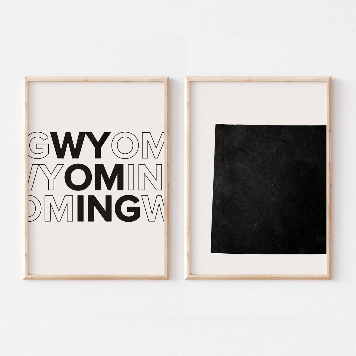 wyoming map and typography wall art set - image 3