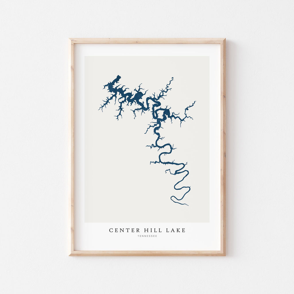 center hill lake tennessee map poster – minimalist lake wall art - image 1