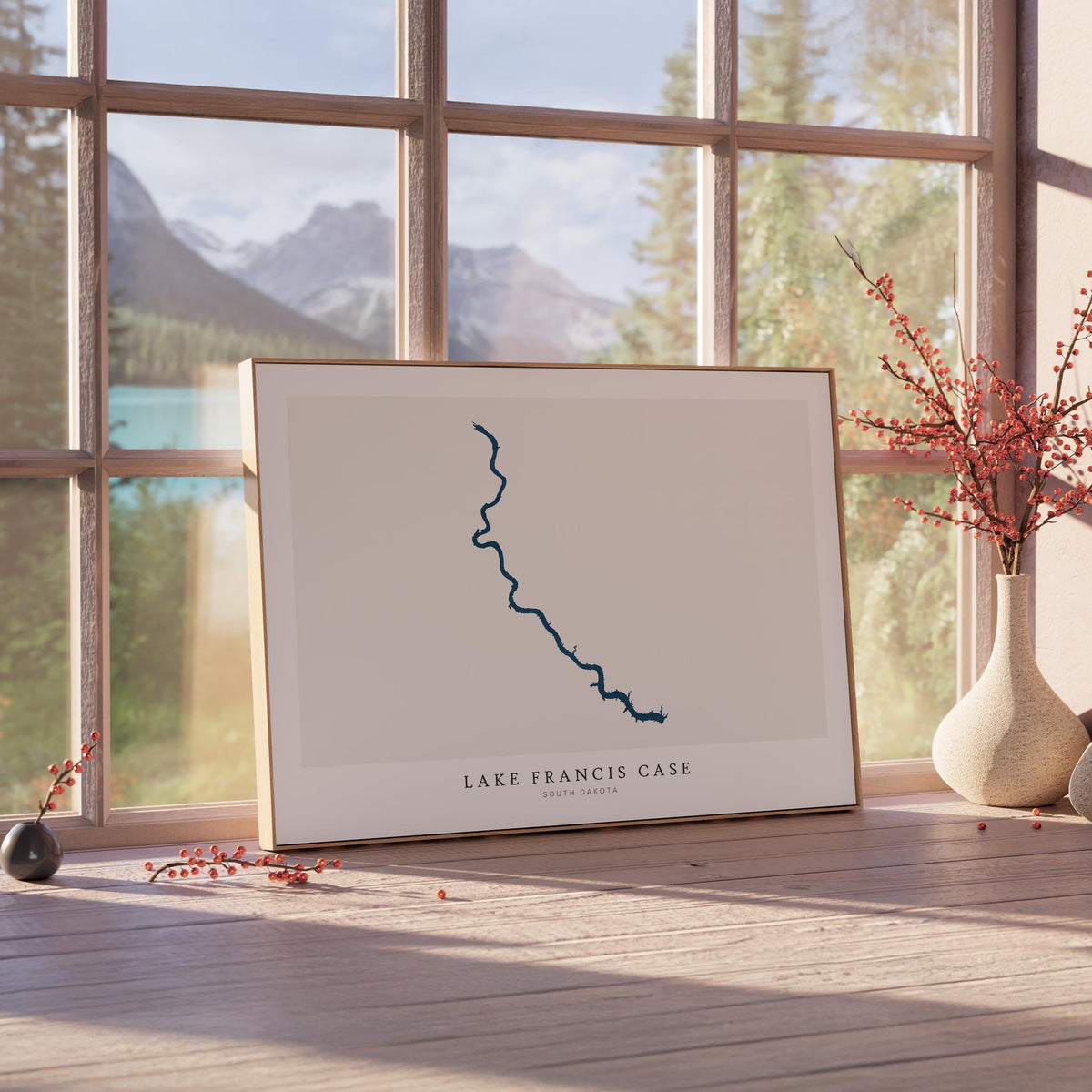 lake francis case south dakota map poster – minimalist lake wall art - image 4