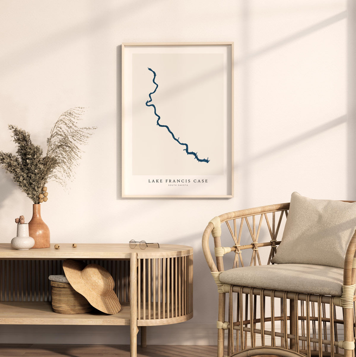 lake francis case south dakota map poster – minimalist lake wall art - image 5