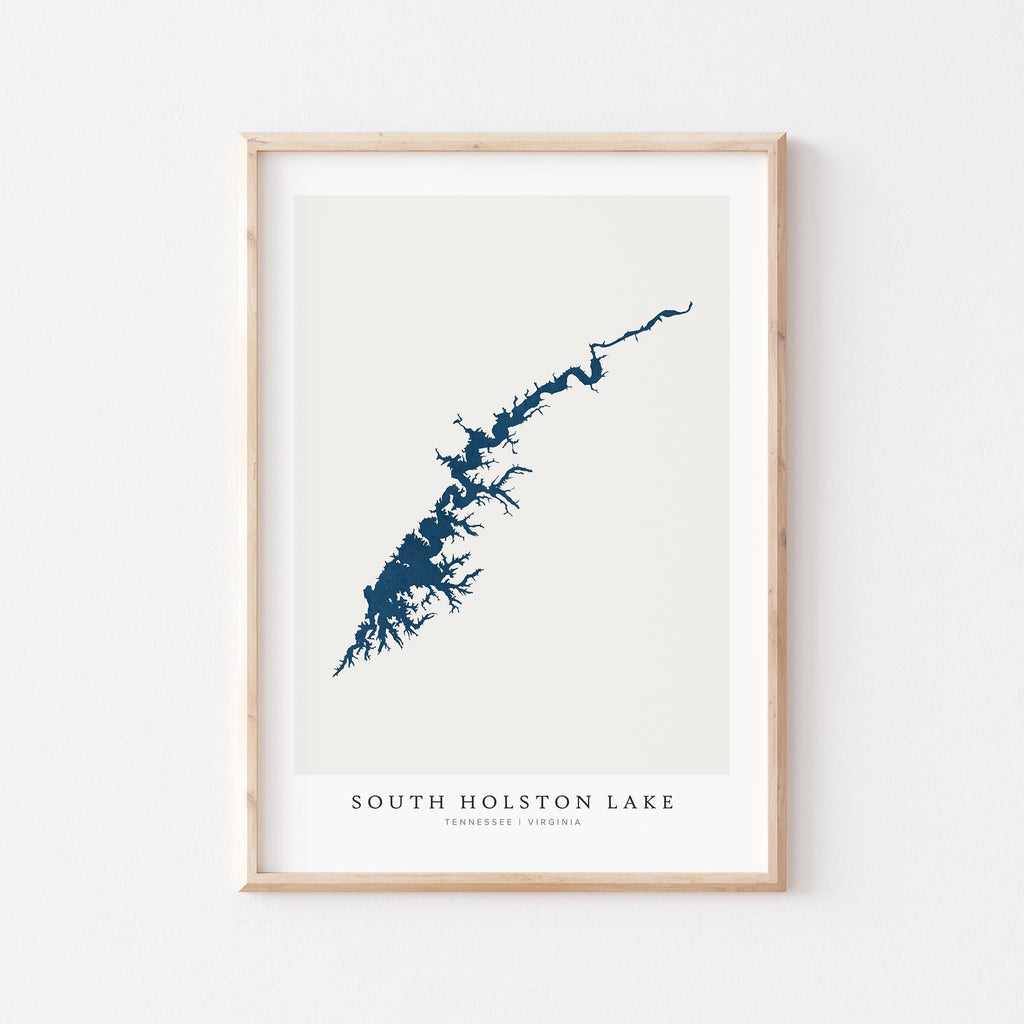 south holston lake tennessee map poster – minimalist lake wall art - image 1