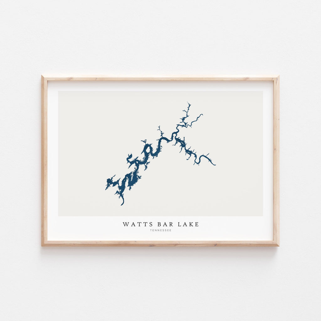 watts bar lake tennessee map poster – minimalist lake wall art - image 1