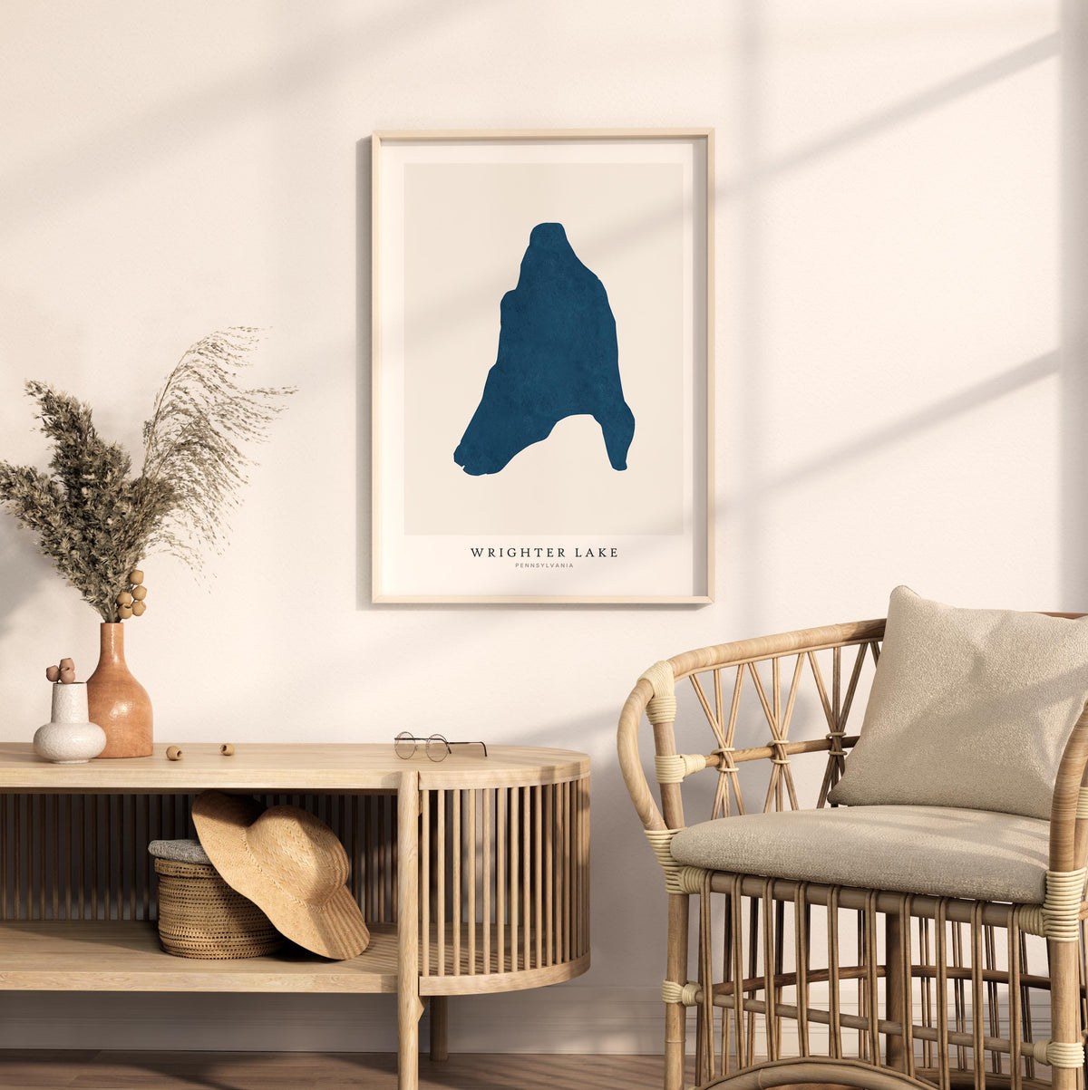 wrighter lake pennsylvania map poster – minimalist lake wall art - image 5