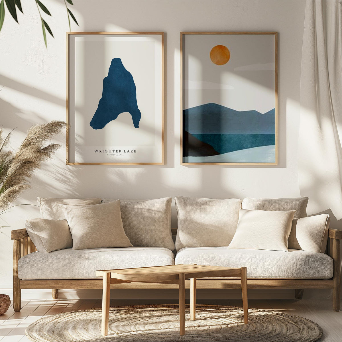 wrighter lake pennsylvania map poster – minimalist lake wall art - image 7