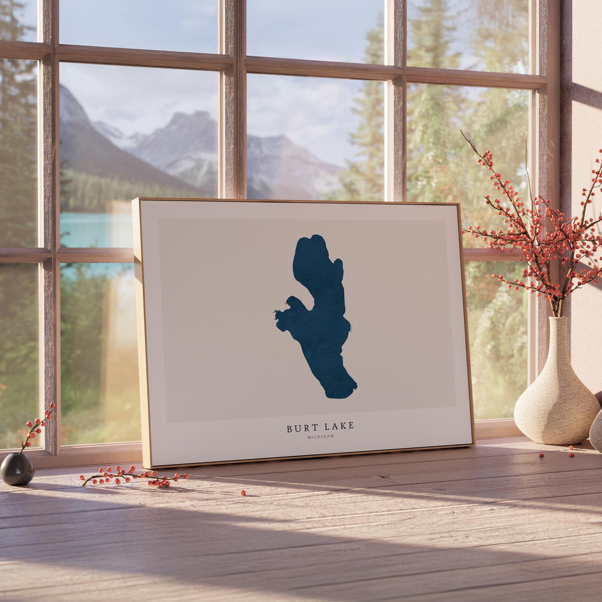 burt lake michigan map poster – minimalist lake wall art - image 4