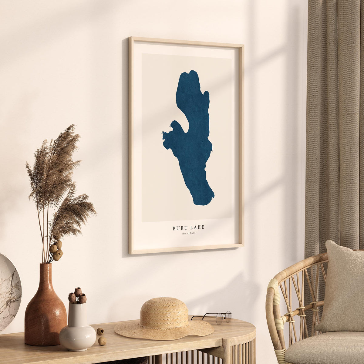 burt lake michigan map poster – minimalist lake wall art - image 3
