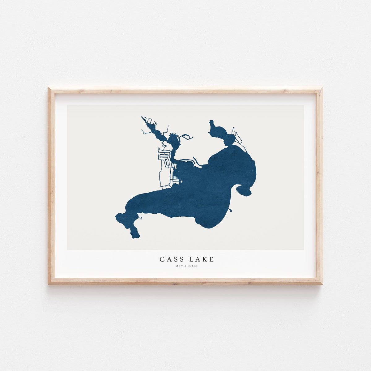 cass lake michigan map poster – minimalist lake wall art - image 1