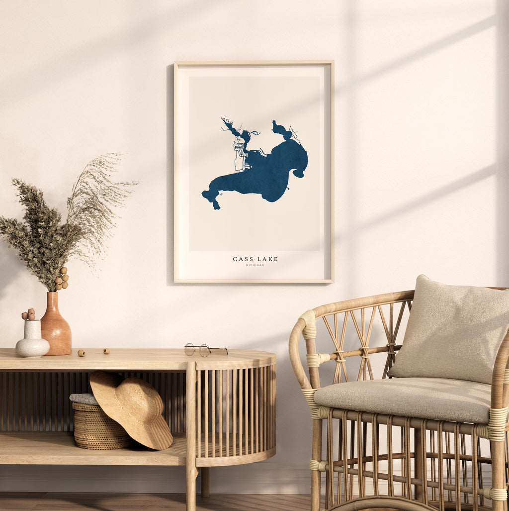 cass lake michigan map poster – minimalist lake wall art - image 5