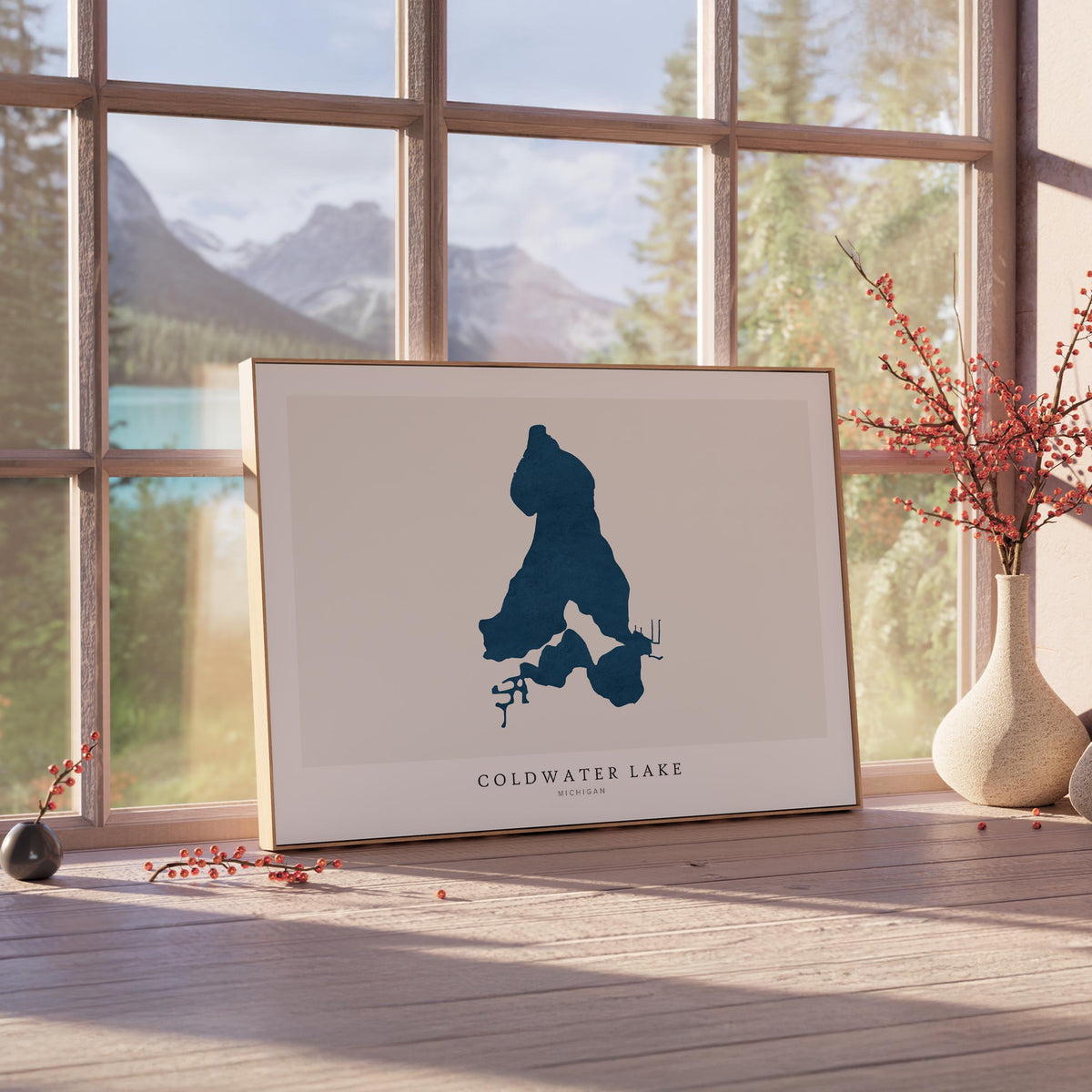 coldwater lake michigan map poster – minimalist lake wall art - image 4