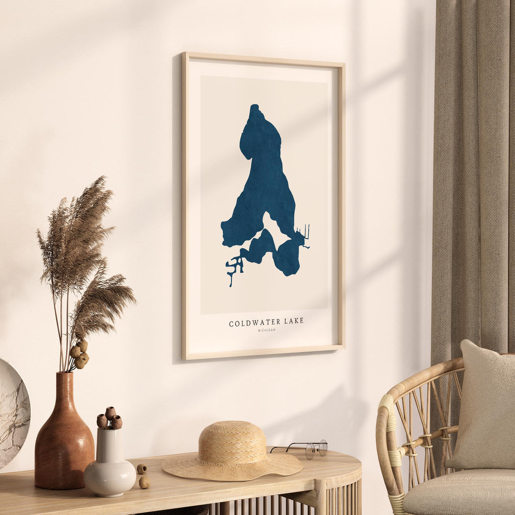 coldwater lake michigan map poster – minimalist lake wall art - image 3
