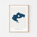 diamond lake michigan map poster – minimalist lake wall art - image 1