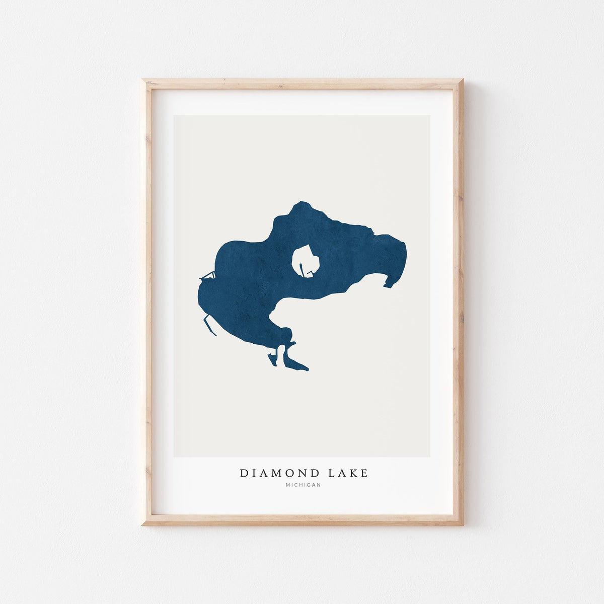 diamond lake michigan map poster – minimalist lake wall art - image 1