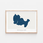 douglas lake michigan map poster – minimalist lake wall art - image 1