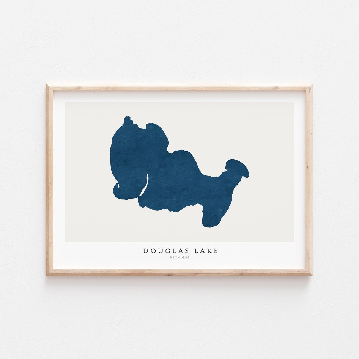 douglas lake michigan map poster – minimalist lake wall art - image 1