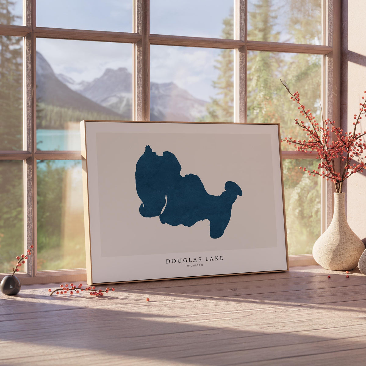 douglas lake michigan map poster – minimalist lake wall art - image 4