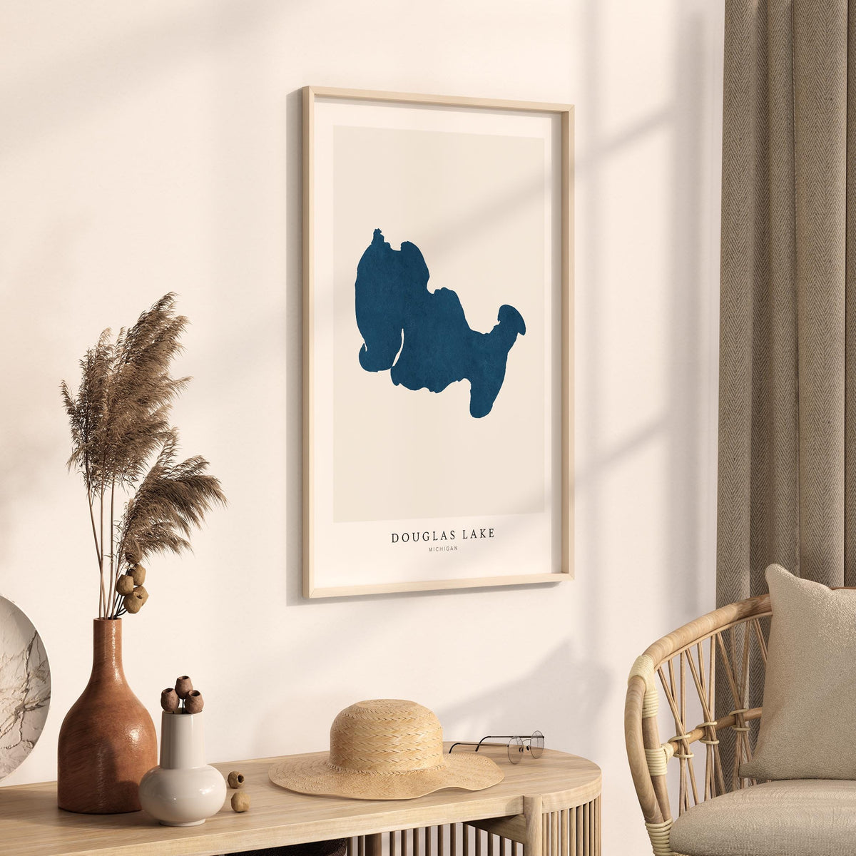 douglas lake michigan map poster – minimalist lake wall art - image 3