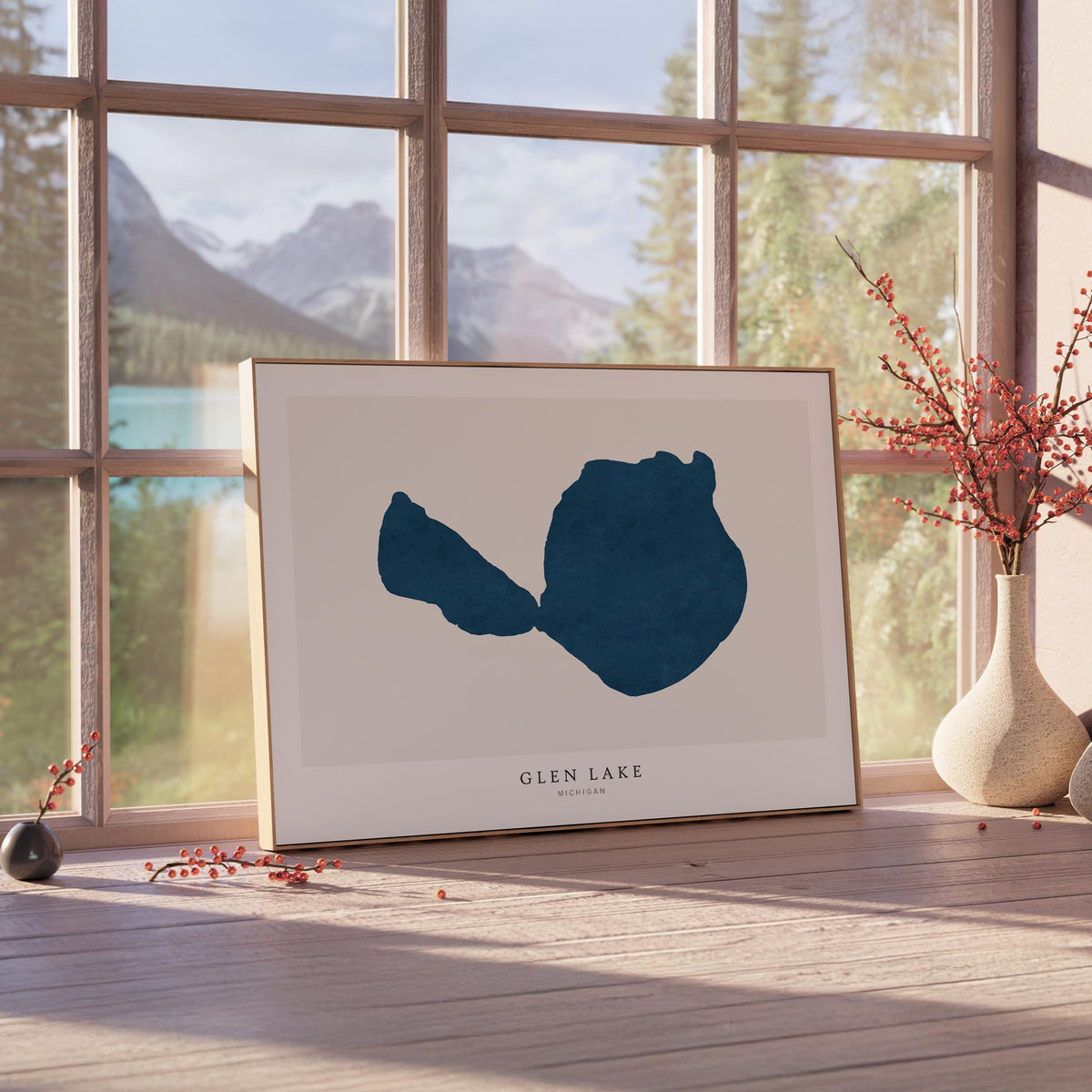 glen lake michigan map poster – minimalist lake wall art - image 4