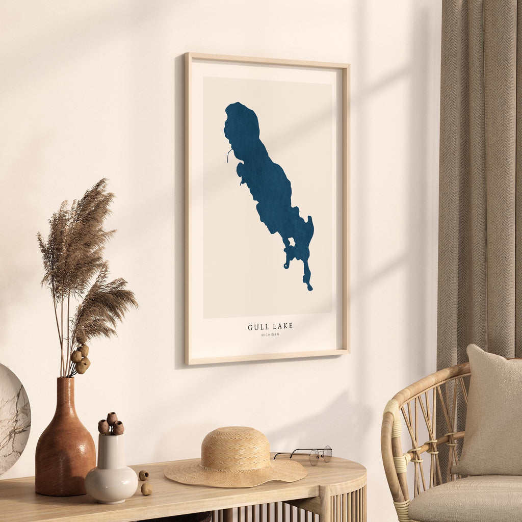 gull lake michigan map poster – minimalist lake wall art - image 3
