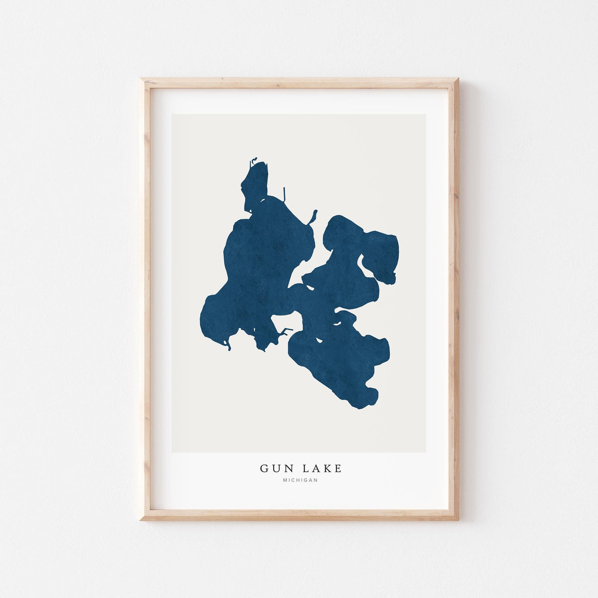 gun lake michigan map poster – minimalist lake wall art - image 1
