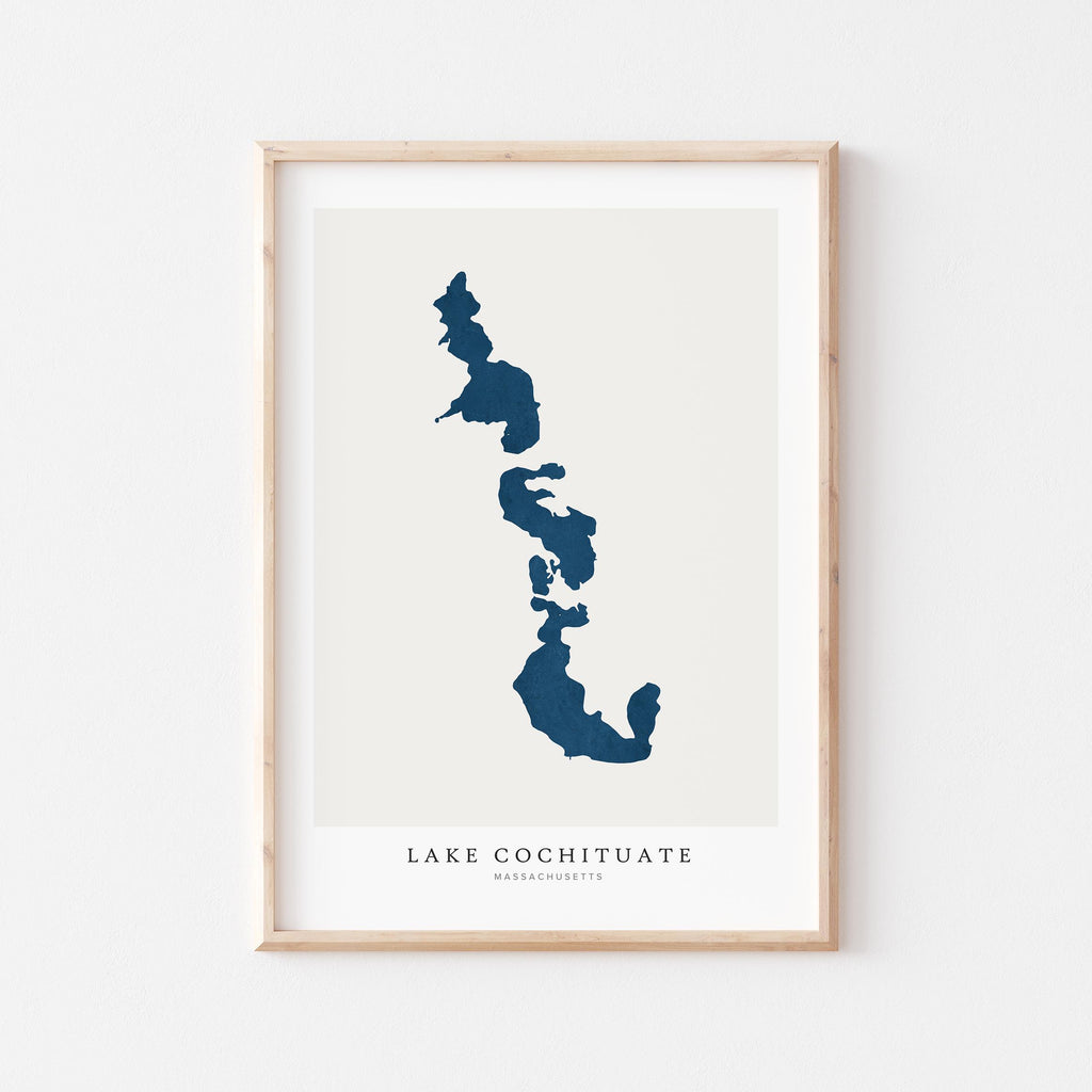 lake cochituate massachusetts map poster – minimalist lake wall art - image 1