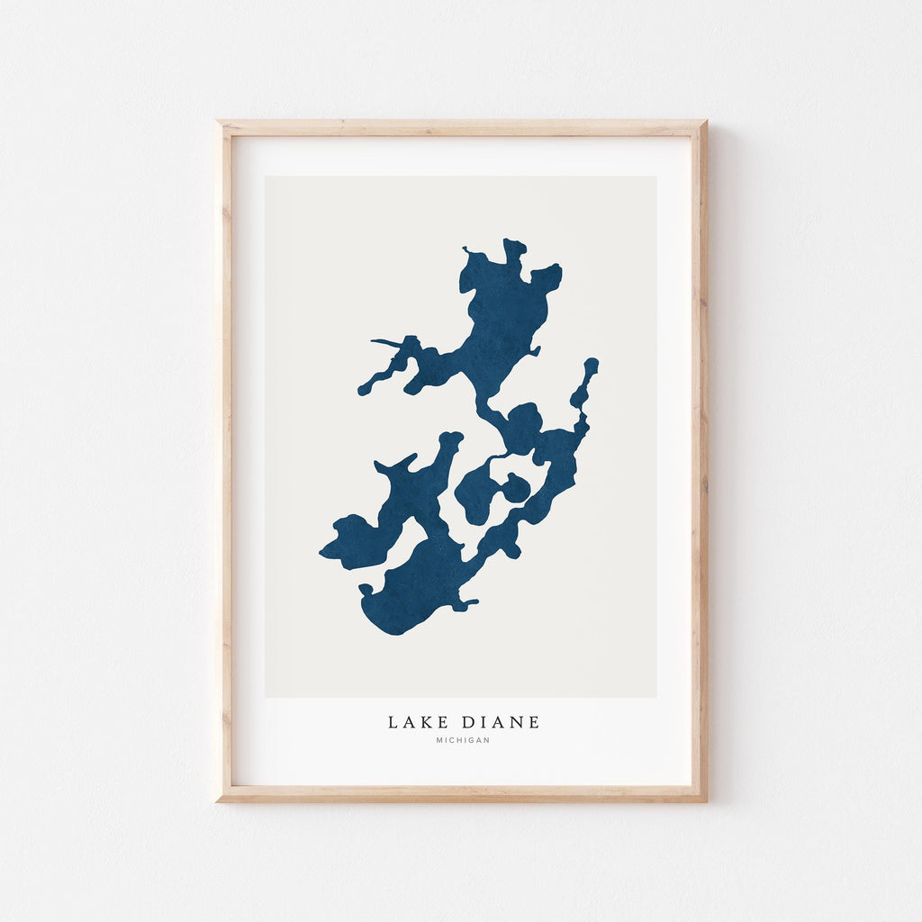 lake diane michigan map poster – minimalist lake wall art - image 1