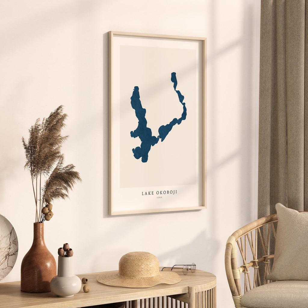 lake okoboji iowa map poster – minimalist lake wall art - image 3