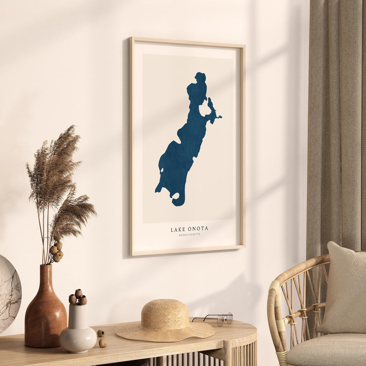 lake onota massachusetts map poster – minimalist lake wall art - image 3