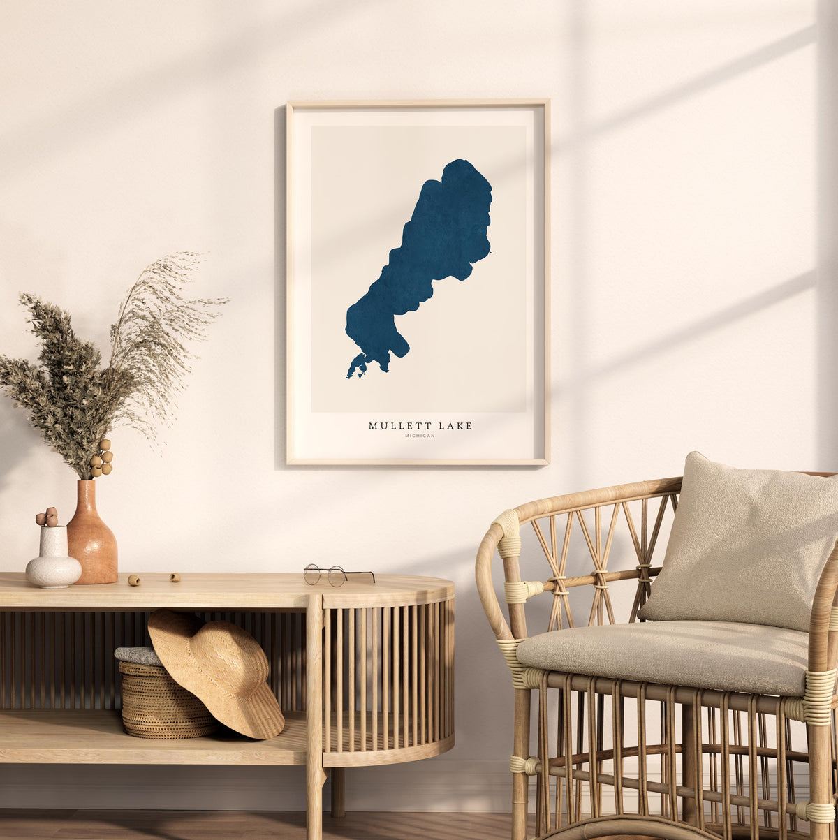 mullet lake michigan map poster – minimalist lake wall art - image 5