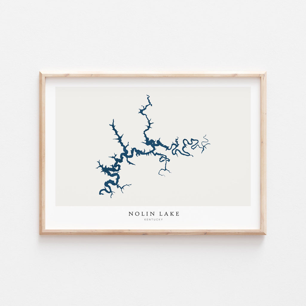 nolin lake kentucky map poster – minimalist lake wall art - image 1