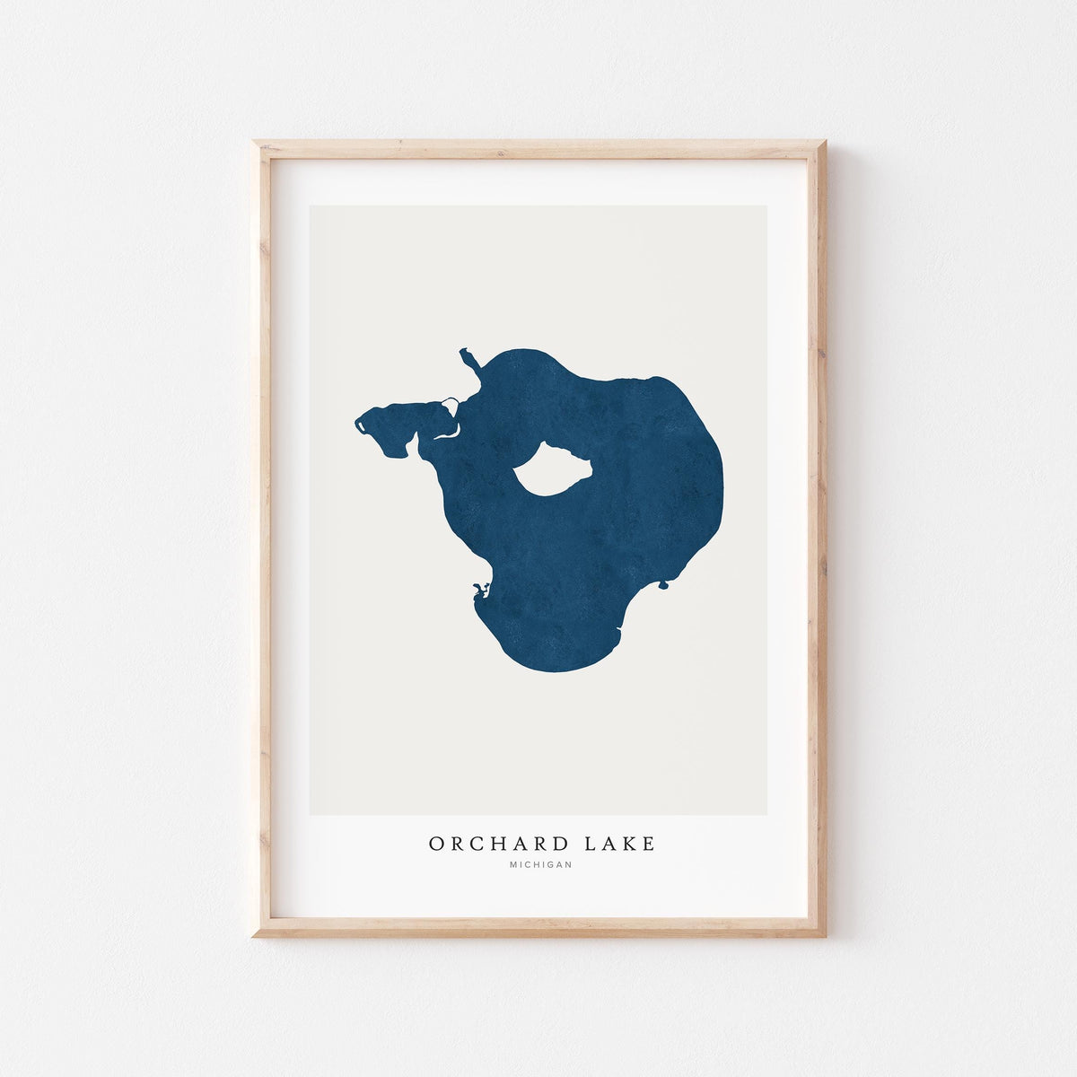 orchard lake michigan map poster – minimalist lake wall art - image 1